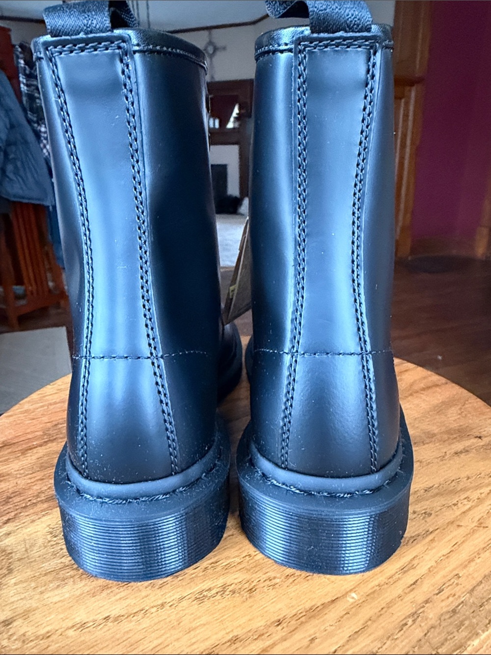 Dr. Martens Black Mono Smooth Leather Lace-Up Boots - Picture 5 of 7